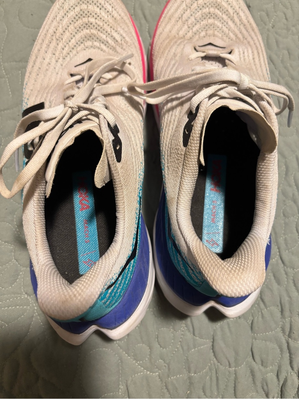 HOKA One One Mach 5 Women's White and Scuba Blue Running Shoes Size 9 - Picture 6 of 8